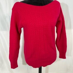 Women’s Pink 100% Wool off the shoulder Sweater Small Classy Coquette